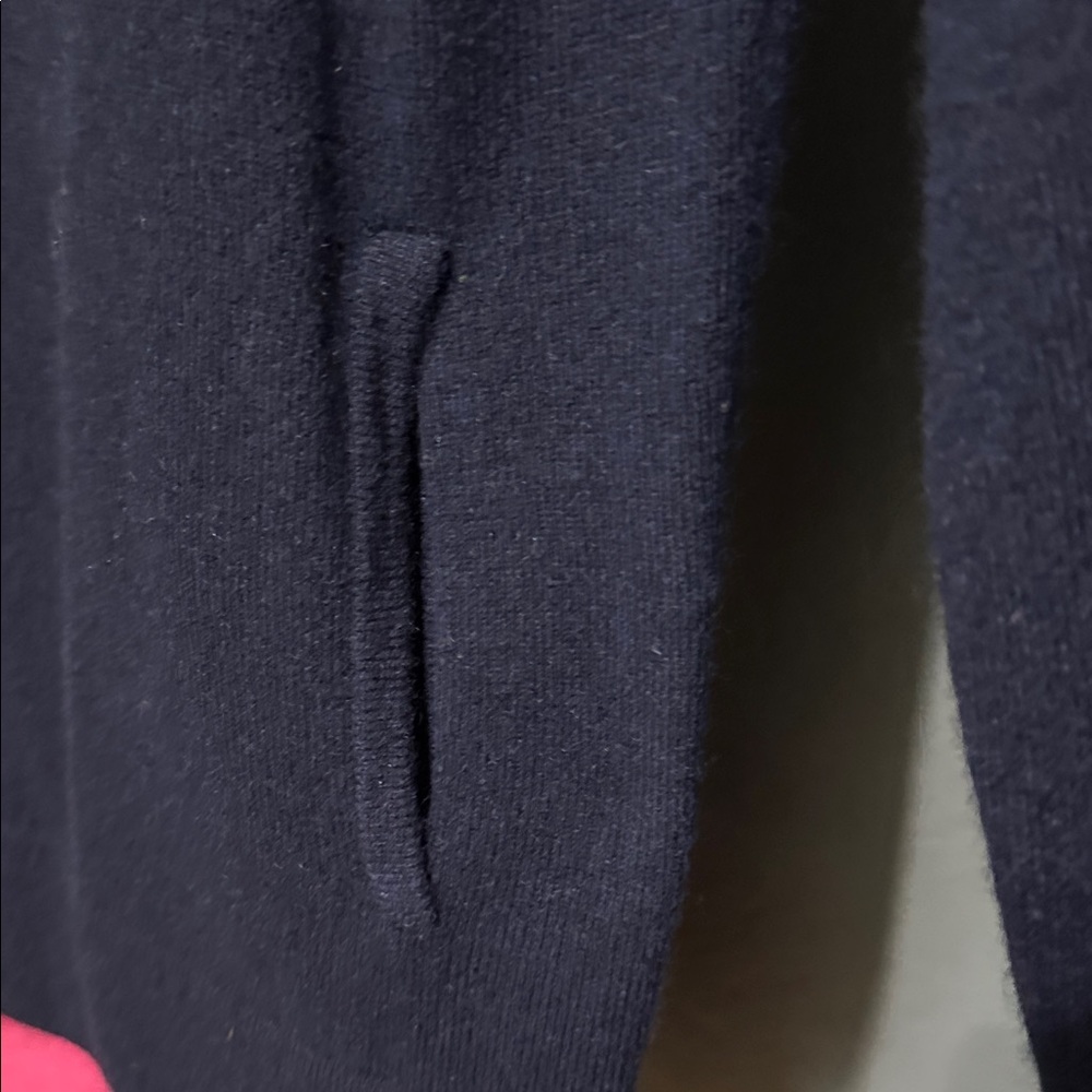 The cashmere project Navy zip up Sweater with  removable Faux Fur Collar - Picture 7 of 7